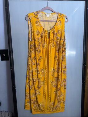 Liz Claiborne Mustard Yellow Paisley Sleeveless Midi Dress